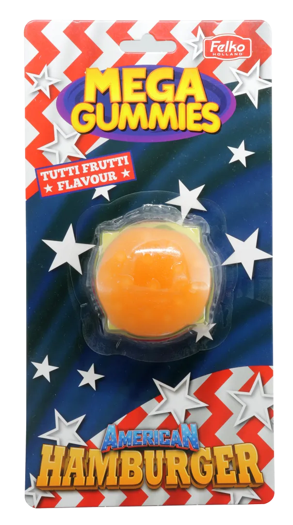 Mega Gummies American Hamburger Tutti Frutti